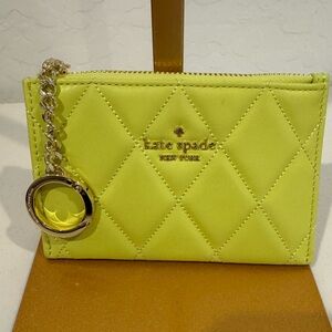 Kate Spade Lime Quilted Pouch with Gold Chain